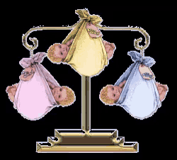 three babies are hanging on a scale with one being a girl