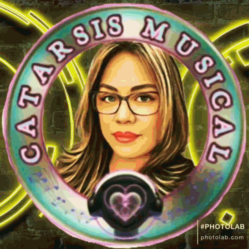 a picture of a woman in a circle with the words catarsis musical