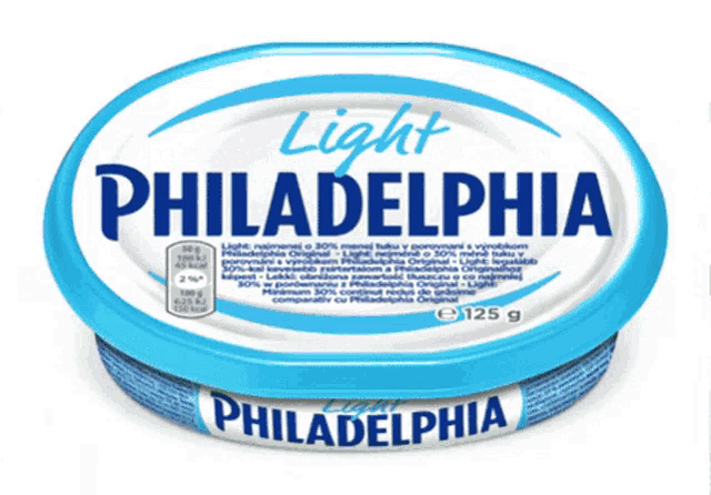 a can of philadelphia cheese with green onions on the label