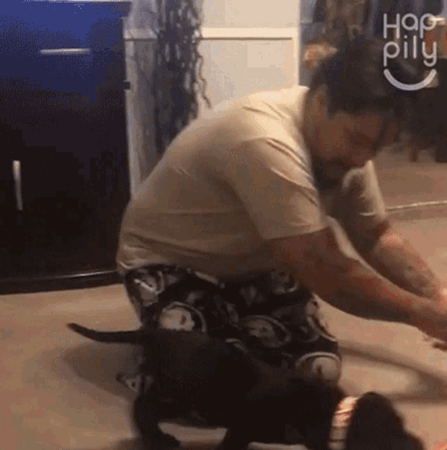 Playing With The Dog Happily GIF