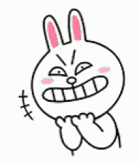 a cartoon rabbit with a very angry face is making a face .