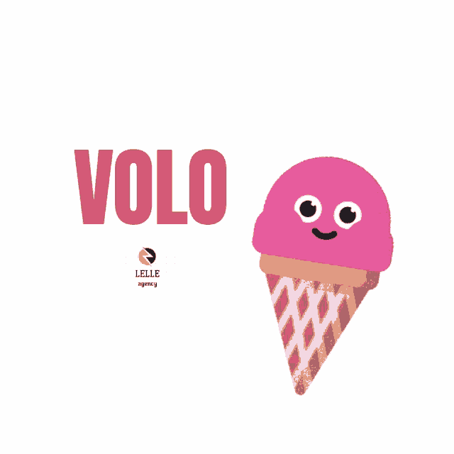 a cartoon ice cream cone with a smiling face next to a sign that says volo