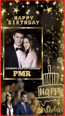 a picture of a man and a woman with the words happy birthday pmr
