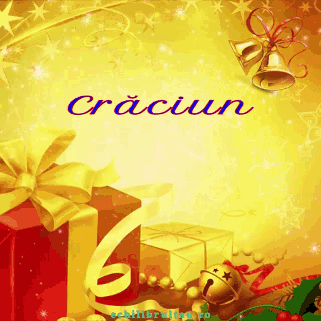 a christmas card with the word craciun in blue