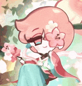 a cartoon drawing of a girl with a flower in her hair
