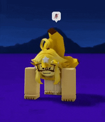 a yellow cartoon character with glasses and a star on her head is doing a handstand on a purple background .