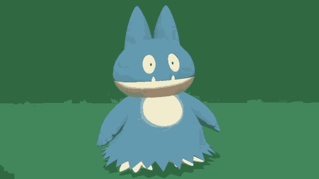 a 3d model of a blue and yellow cartoon character