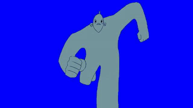 a drawing of a cartoon character with a fist in the air