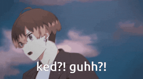 a cartoon of a boy with the words ked guhh written below him