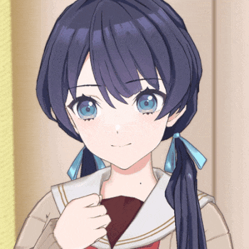 a close up of a girl with blue eyes and purple hair