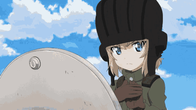 a little girl wearing a helmet and gloves is looking at something