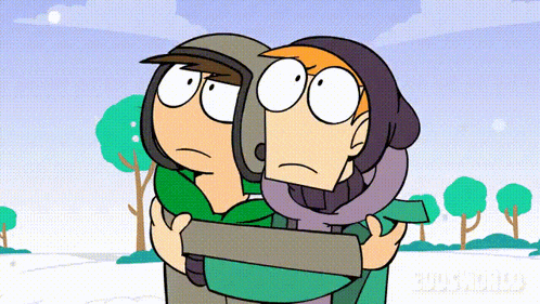 a couple of cartoon characters hugging each other with the word eddsworld in the bottom right corner