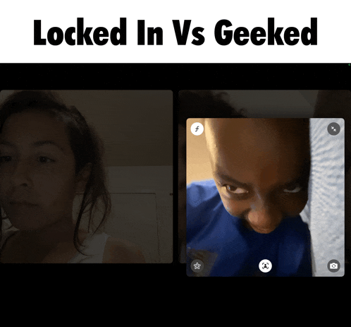 a picture of a girl and a boy with the words locked in vs geeked