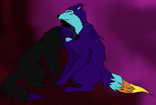 a drawing of a wolf and a black wolf