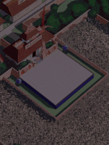 an aerial view of a building with chinese writing on the top