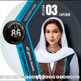 a woman wearing a white scarf and earrings is featured on a poster for captain 03