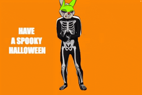 a cartoon of a bunny in a skeleton costume with the words `` have a spooky halloween ''