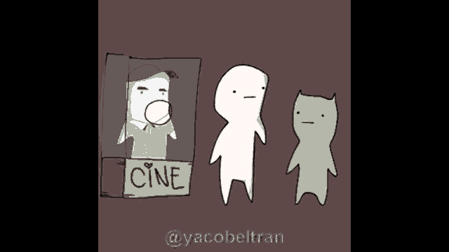 a cartoon of two ghosts standing in front of a cine sign