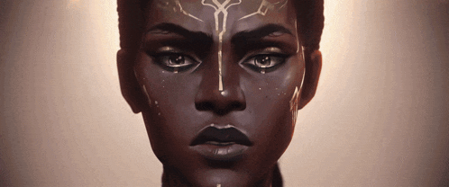 a close up of a woman 's face with a cross painted on it