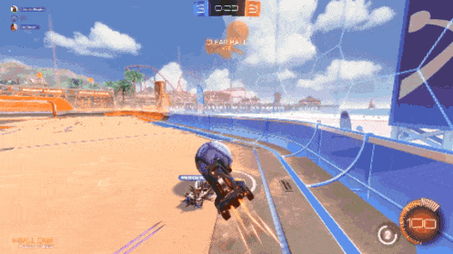 a rocket league game is being played on a screen