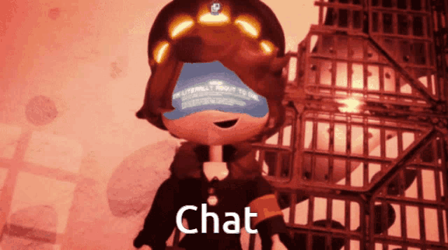 a cartoon character wearing a hat that says " chat "