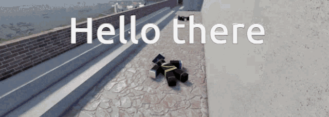 a brick wall with the words hello there written on it