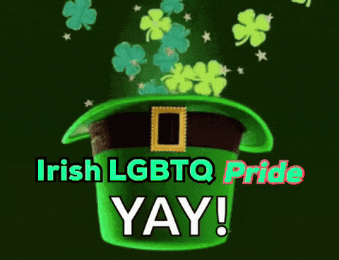 a green leprechaun hat with the words " irish lgbtq pride yay "
