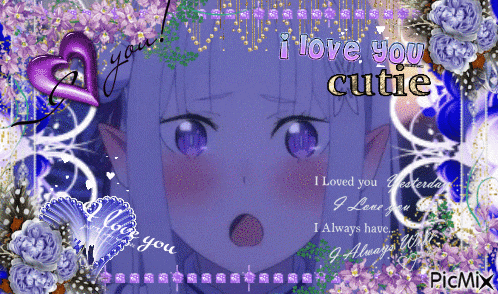 a picture of a girl with the words i love you cutie