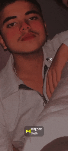 a close up of a man 's face with the words king shit shubh on the bottom right