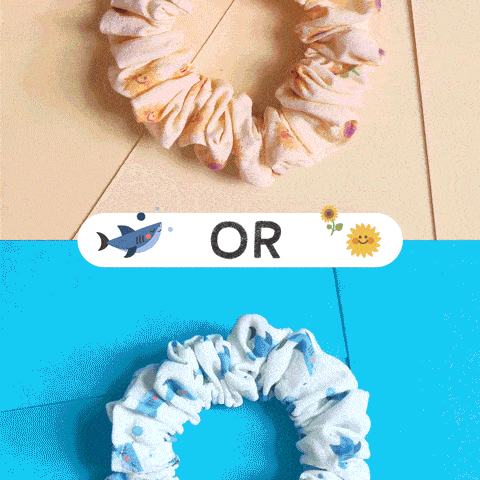 a picture of a scrunchie with a shark on it