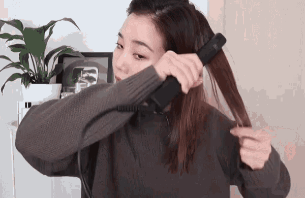 Hair Iron Getting My Hair Ready For The Day GIF - Hair Iron Getting My Hair Ready For The Day Hair Style For The Day GIFs
