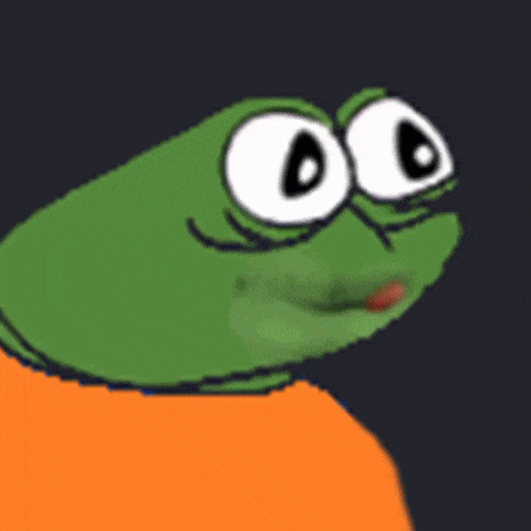 a green frog with big white eyes and a red mouth