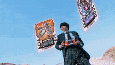 a man in a suit and tie is holding a card that says ripper 1