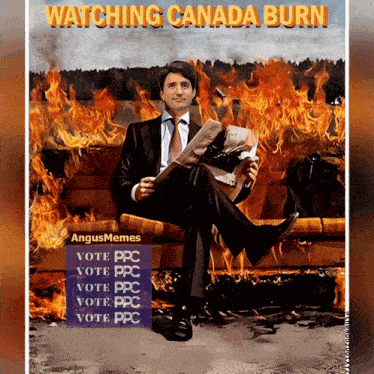 a man in a suit is sitting on a burning couch