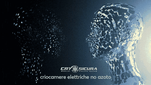 an advertisement for cry sicura medical electric system shows a man 's head