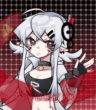 a drawing of a girl with headphones and a shirt with the number 2 on it