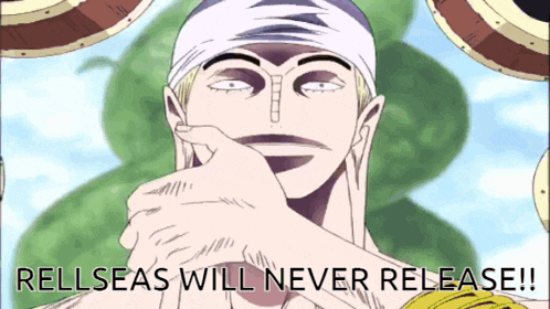 a cartoon of a man with a bandage on his head and the words " rellseas will never release "