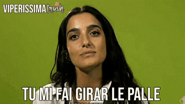 a picture of a woman with the words tu mi fai girar le palle
