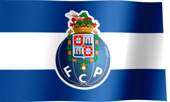 a blue and white flag with the letters fcp in the middle