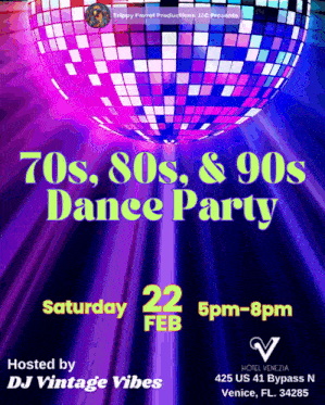 a poster advertising a 70s 80s and 90s dance party