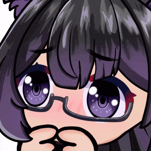 a cartoon drawing of a girl with glasses covering her face