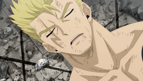 a drawing of a man laying on the ground with a skull in the background