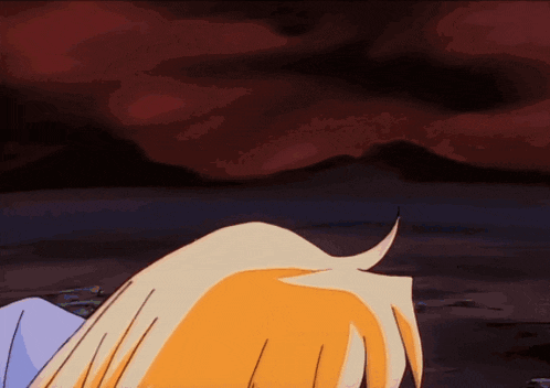 a close up of a cartoon character 's hair with a dark background