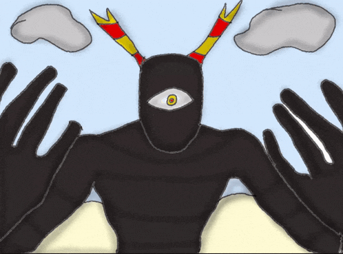 a drawing of a person kneeling with a crown on their head