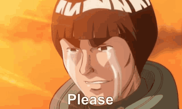 a cartoon of a man crying and saying please