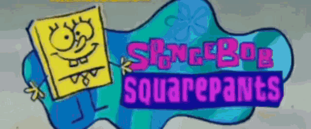 a spongebob squarepants logo with a spongebob squarepants character