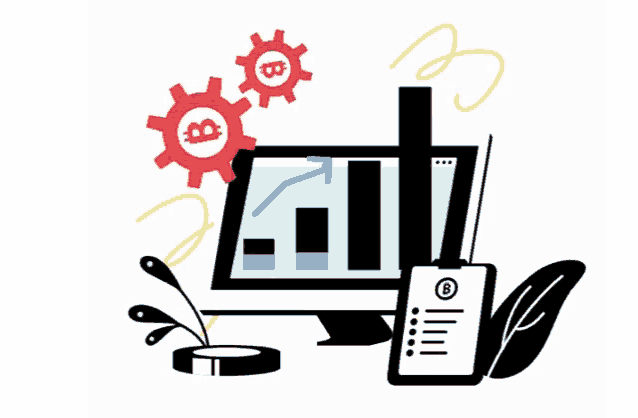 an illustration of a computer monitor with a graph on the screen