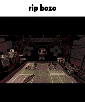 a picture of a basketball court with the words rip bozo on the bottom