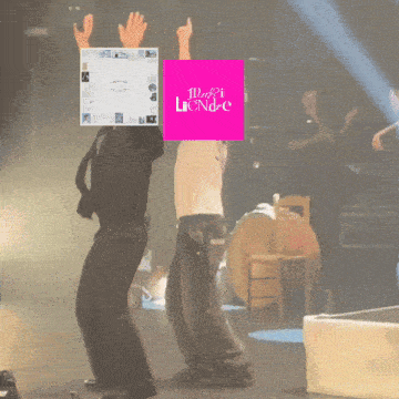 two people dancing on a stage with a pink sign that says marie liende on it