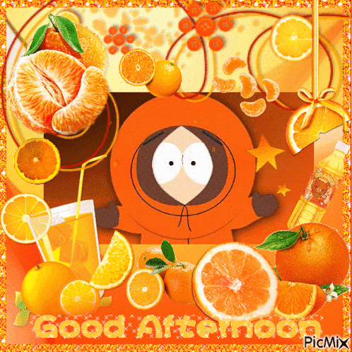 a picture of kenny from south park surrounded by orange slices